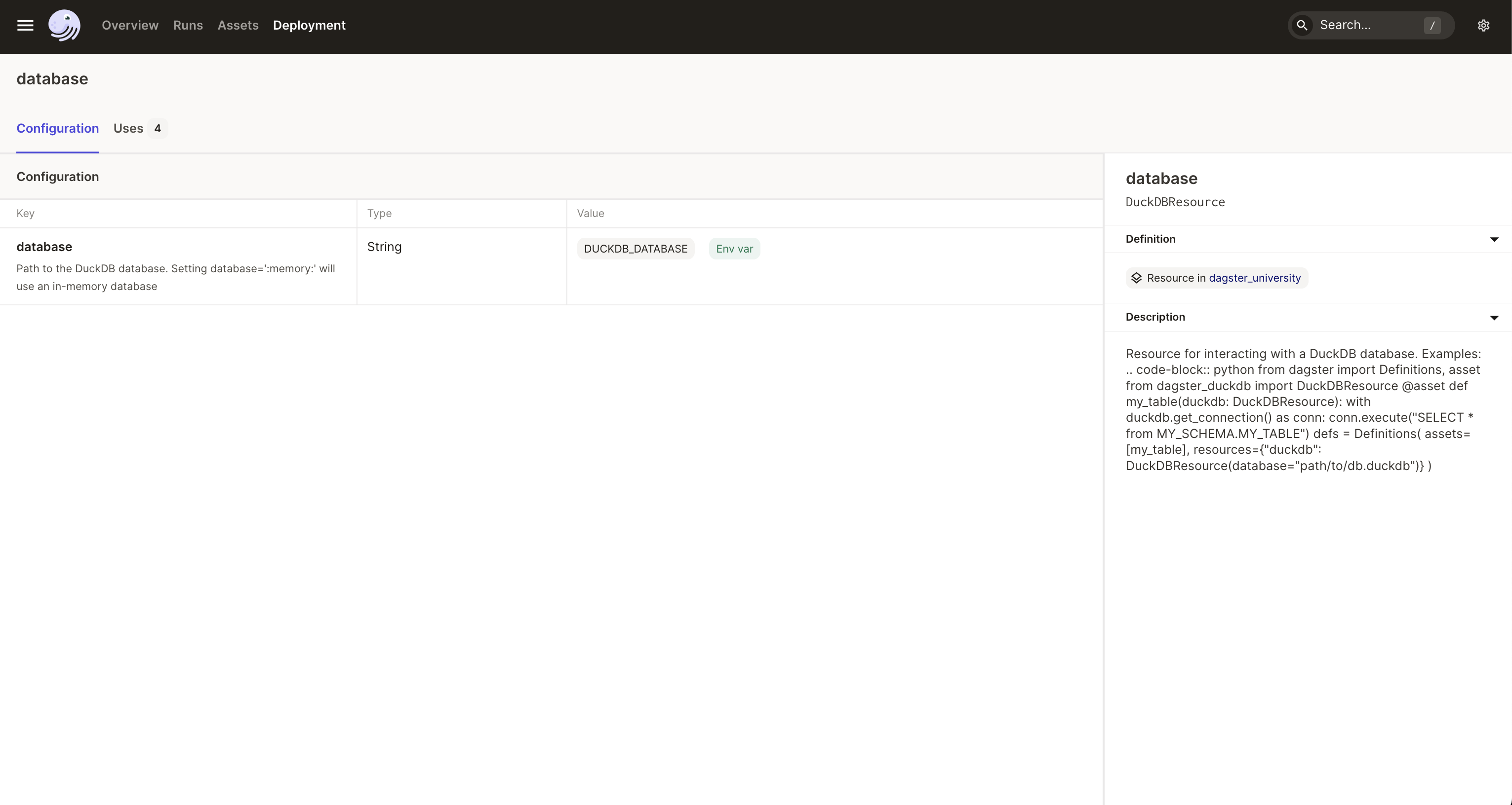 The Configuration tab of the Resource details page